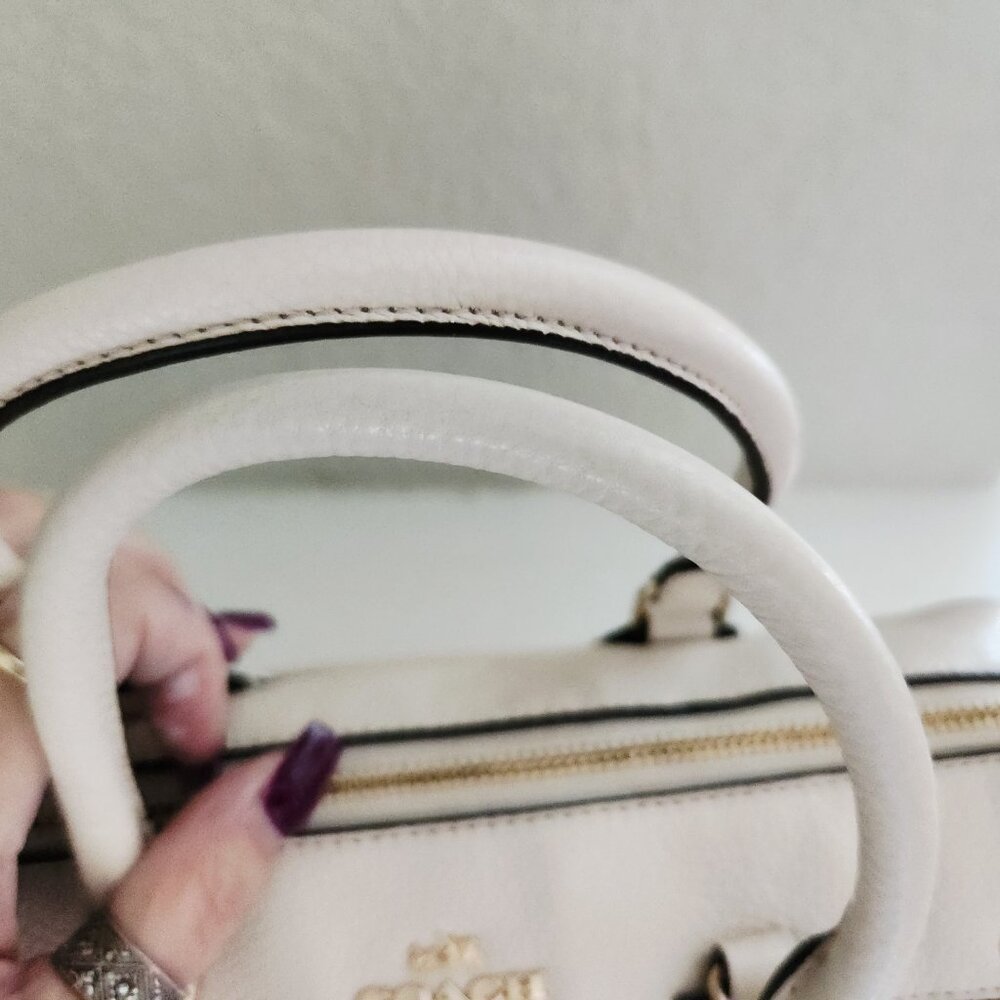 Coach Rowan Cream Leather Shoulder Bag Purse - Picture 5 of 17